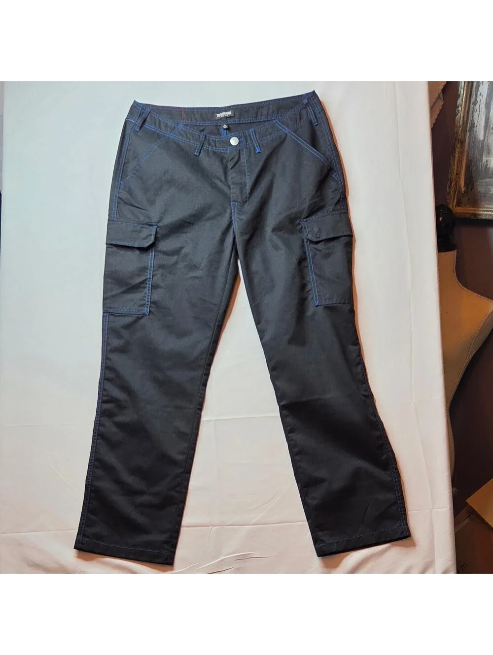 NWT True Religion Men's Jet Black / Pacific Blue Cargo Pants Size 36x32
